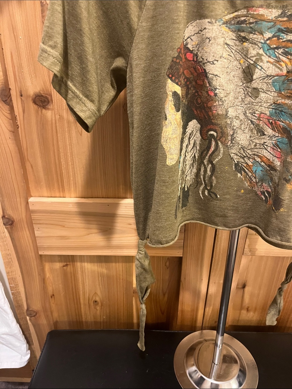 Denim & Supply Ralph Lauren Olive Graphic Tie-Side Cropped Tee - Picture 4 of 9